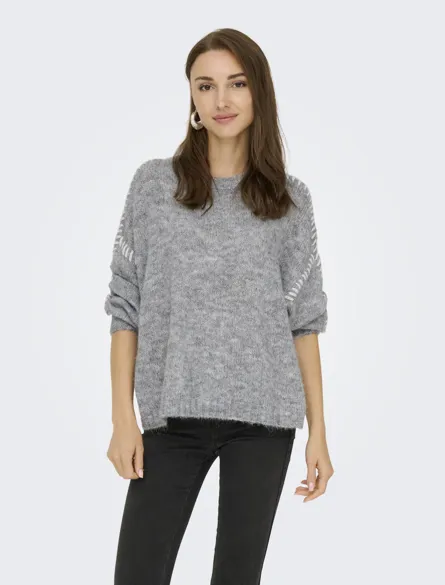 JDYZOEY LIFE L/S ON STITCH PULL KNT NOOS