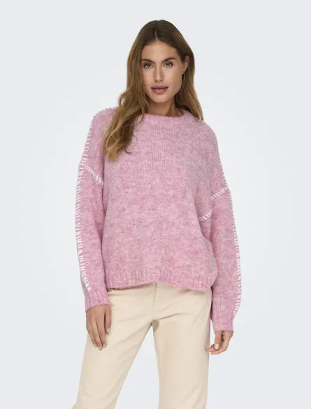 JDYZOEY LIFE L/S ON STITCH PULL KNT NOOS