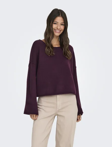 JDYRUE LIFE L/S BOAT NECK PULL KNT NOOS