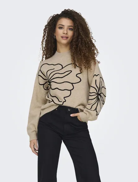 JDYJELLA L/S FLOWER PULLOVER KNT NOOS