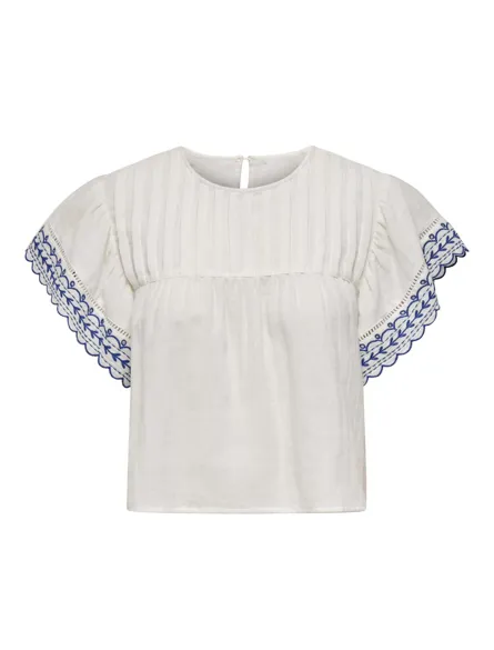 PGPAOLA S/S EMB DETAIL TOP WVN