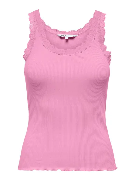 ONLSARA BASIC Mouwloze tanktop met U-hals en kanten detail