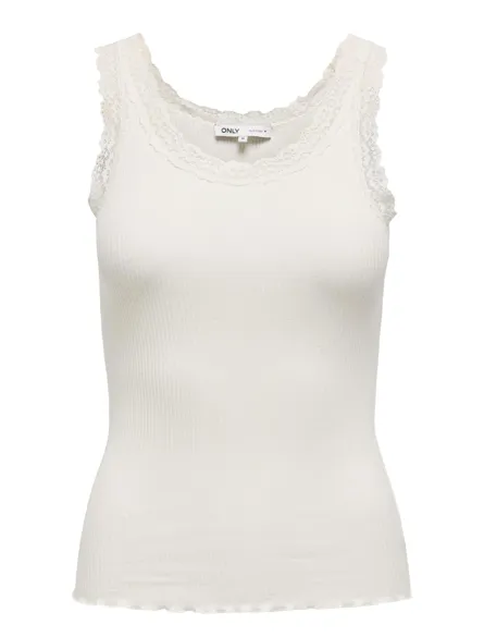ONLSARA BASIC U-hals ærmeløs tanktop med blondedetalje