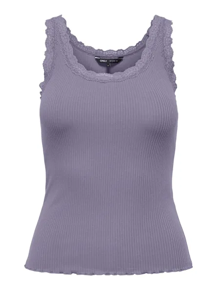 ONLSARA BASIC U-hals ærmeløs tanktop med blondedetalje