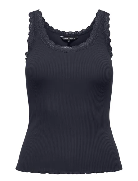ONLSARA BASIC U-hals ærmeløs tanktop med blondedetalje