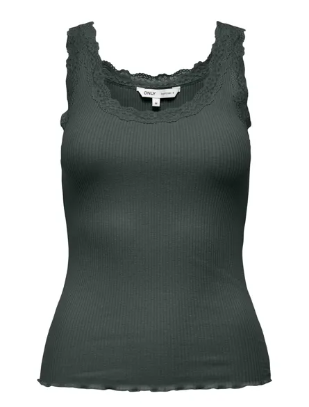 ONLSARA BASIC U-hals ærmeløs tanktop med blondedetalje