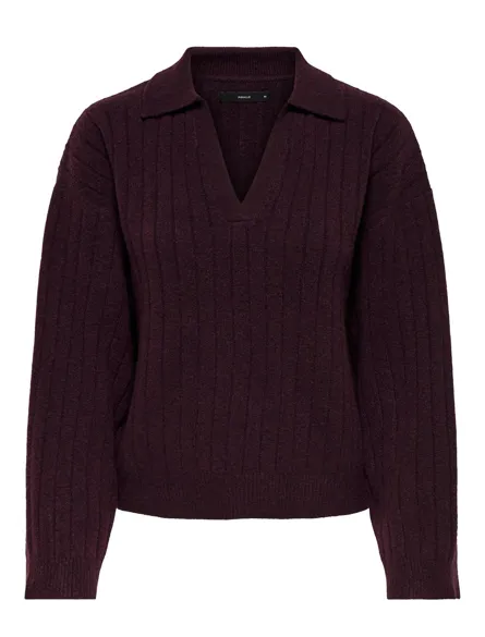 PGLUNA POLO V-NECK L/S PULLOVER KNT