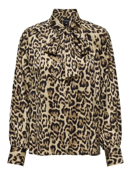STUMARA L/S LEOPARD TIE TOP WVN