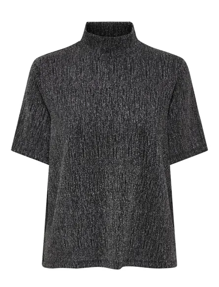 STUAVIA S/S HIGHNECK GLITTER TOP JRS