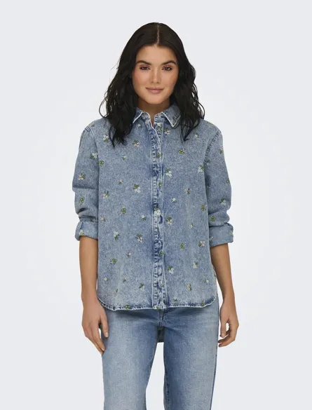 ONLVERA L/S FLOWER EMB SHIRT DNM NOOS