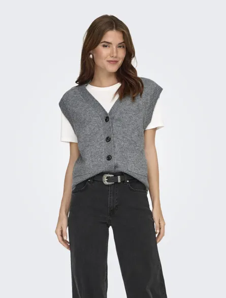 JDYSUPER LIFE S/L V-NECK VEST KNT NOOS