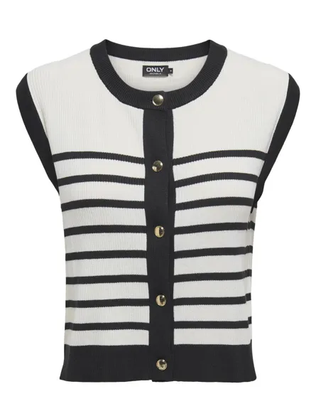 PGBELINE Ærmeløs strikket vest med knaplukning