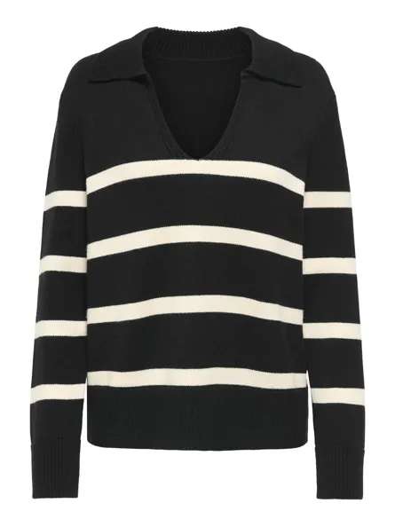 STUNORA Strikket pullover med delt hals og lange ærmer til behagelig hverdagsbrug