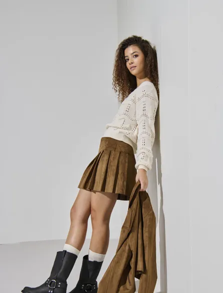 ONLTULIP FAUX SUEDE PLEAT SKIRT OTW