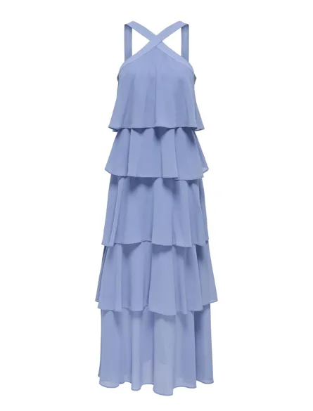 STUADRIENNE S/L LAYERED LONG DRESS WVN