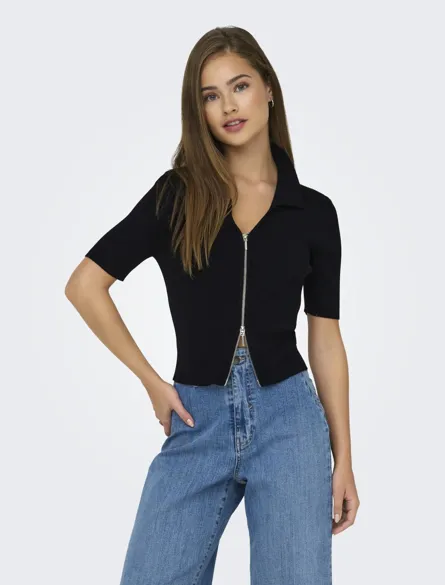 JDYNANNA S/S SHORT ZIP CARDIGAN KNT