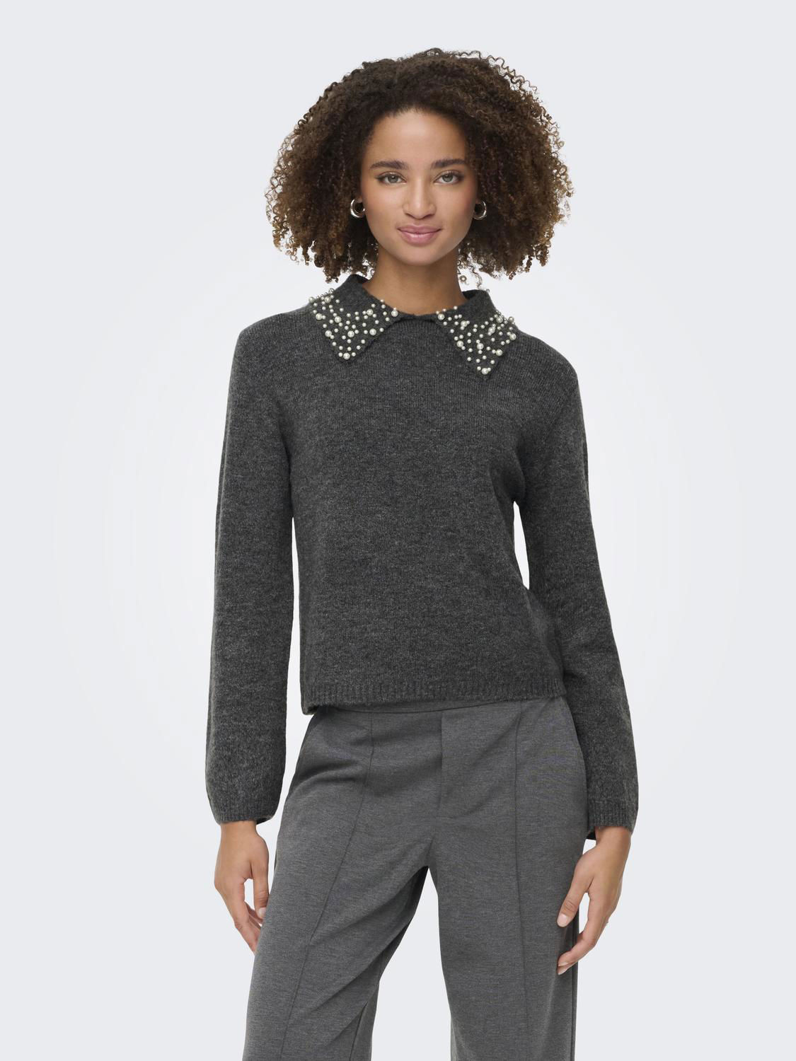 JDYAUBRAY LIFE L/S PEARL COLLAR PULL KNT