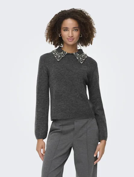 JDYAUBRAY LIFE L/S PEARL COLLAR PULL KNT