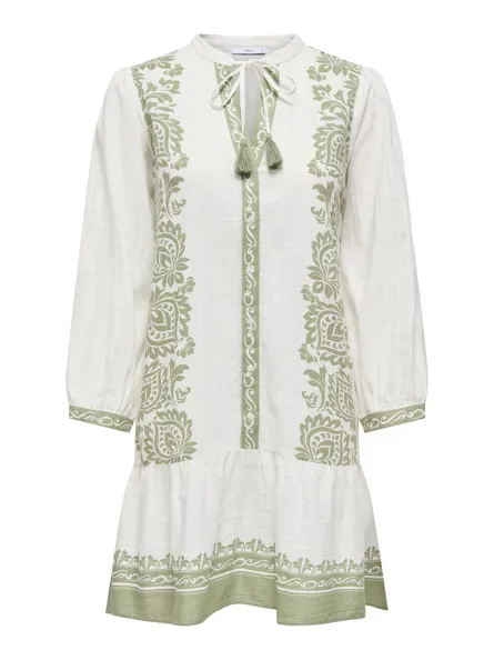 PGAUDREY Kleid mit V-Ausschnitt und bequemen 3/4-Ärmeln für eine normale Passform