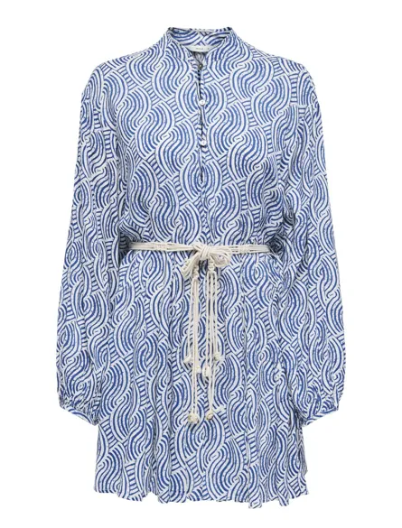 PGLARA Elegante lentejurk met Chinese kraag en riemsluiting