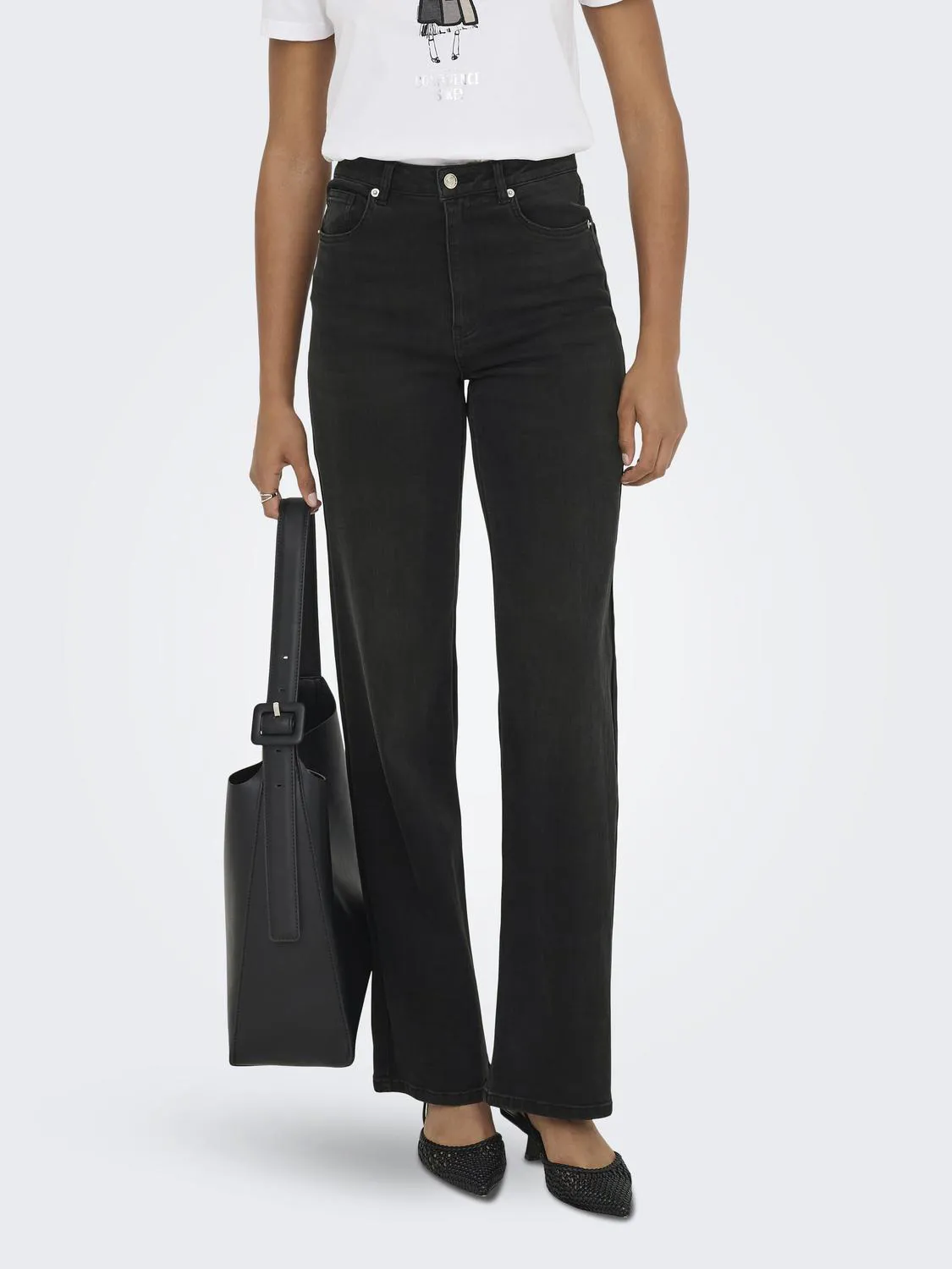 ONLY Onljuicy-Wauw Hw Wide DNM Gua006 Noos, Washed Black, M / 34L ONLY Onljuicy-Wauw Hw Wide DNM Gua006 Noos, Washed Black, M / 34L