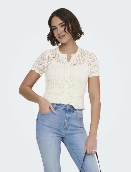 ONLELKE LIFE SS PEARL CARDIGAN KNT