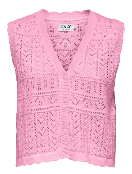 ONLIRINA Strickjacke mit V-Ausschnitt und geripptem Saum für Frühjahr/Sommer