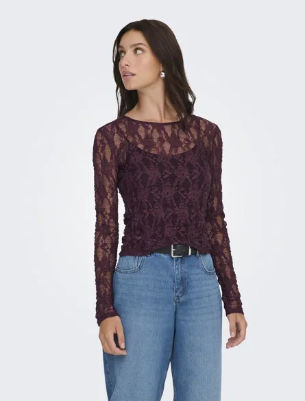 ONLALBA L/S LACE TOP JRS