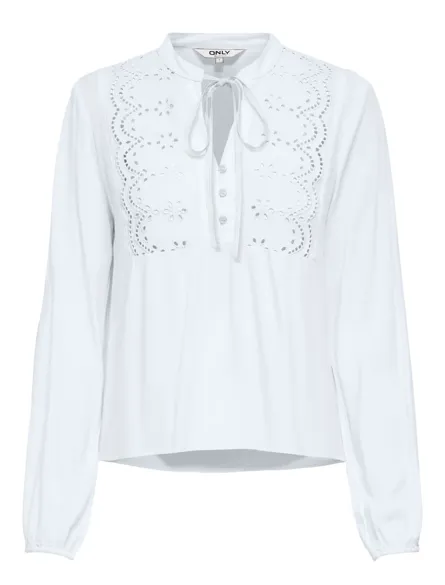ONLLENNYO LS EMBROID V-NECK TOP NOOS WVN
