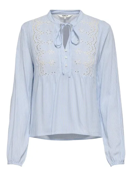 ONLLENNYO LS EMBROID V-NECK TOP NOOS WVN