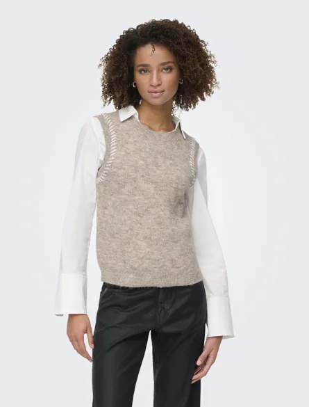 JDYALLI LIFE S/L STITCH VEST KNT