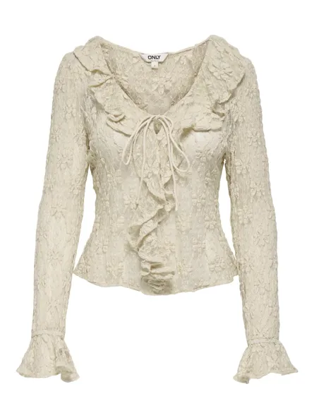 ONLPEARLINA LS RUFFLE LACE TOP WVN