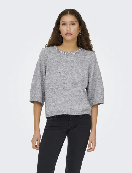 JDYALVA LIFE 3/4 EMBELLISH PULL KNT NOOS