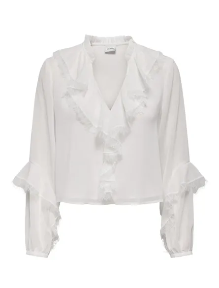 STURAKAS Regular Fit Top mit langen Ärmeln und Rüschen