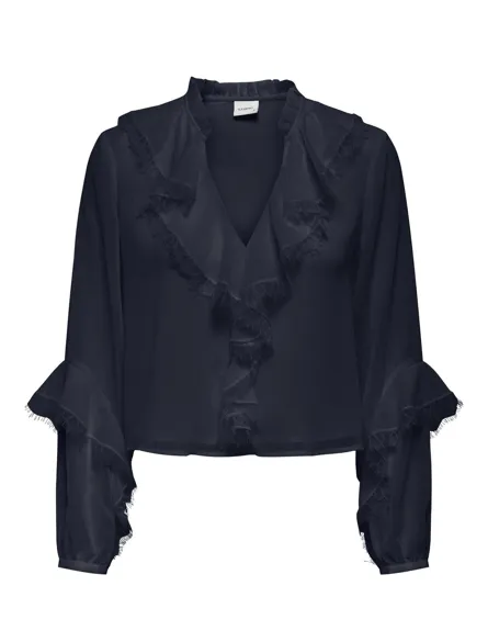 STURAKAS Regular Fit Top mit langen Ärmeln und Rüschen