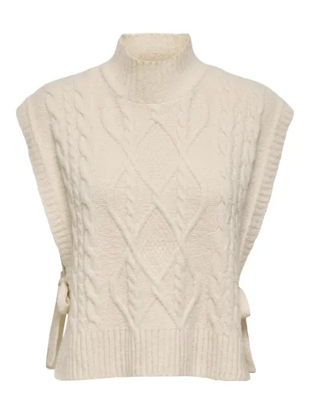 STUANE Ærmeløs strikket vest med snorelukning