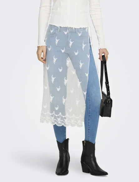 ONLSAFEA MIDI MESH LACE TIE SKIRT WVN