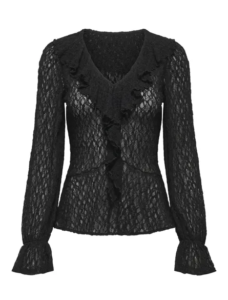 STUHALLA V-hals langærmet T-shirt med Flæser til efteråret