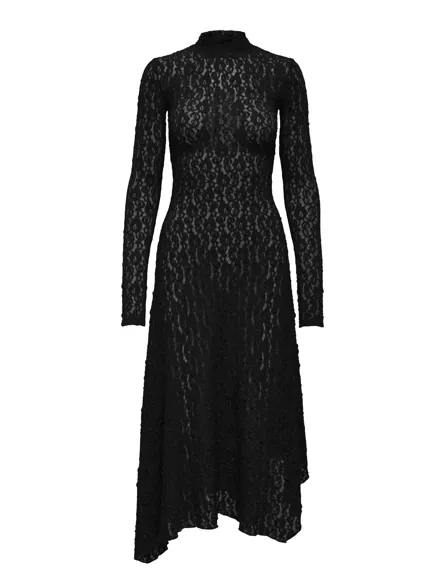STUCONAN L/S LACE LONG ASSYM DRESS JRS