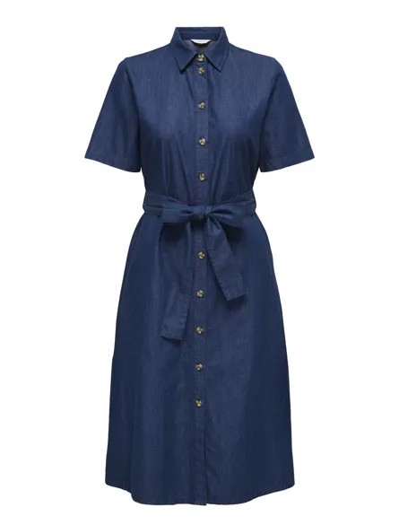 PGRIVER Komfortabel skjortekrave kjole med korte ærmer til afslappet sommer Style