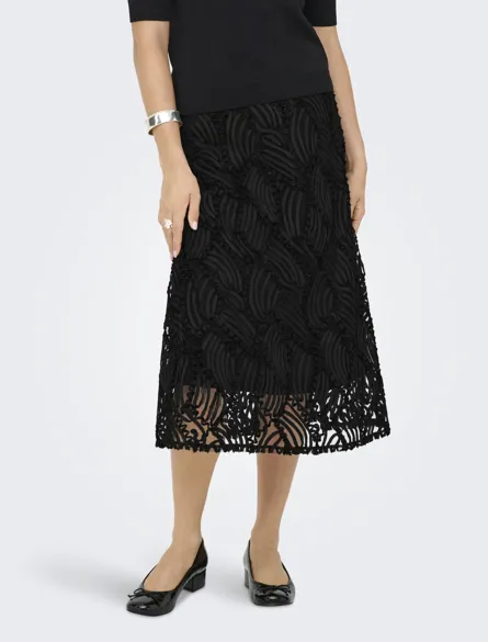 JDYISLA EMB LAYERED MIDI SKIRT JRS
