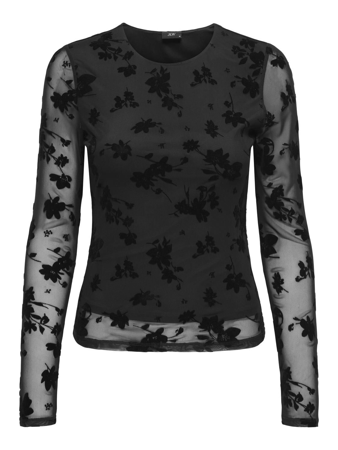 JDYRUBY L/S MESH FLOCK TOP JRS