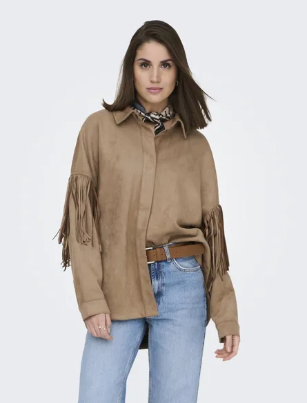 ONLSTINA FAUX SUEDE FRINGE SHACKET PNT