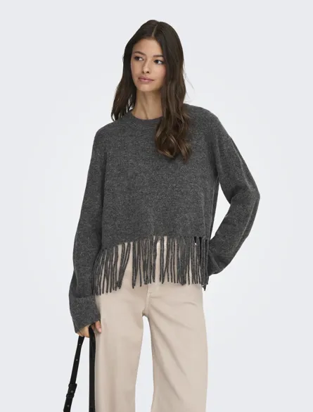 JDYANDREA L/S FRINGE PULLOVER KNT