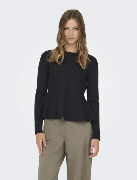 ONLVILDA LS PEPLUM O-NECK KNT