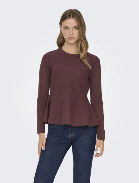 ONLVILDA LS PEPLUM O-NECK KNT