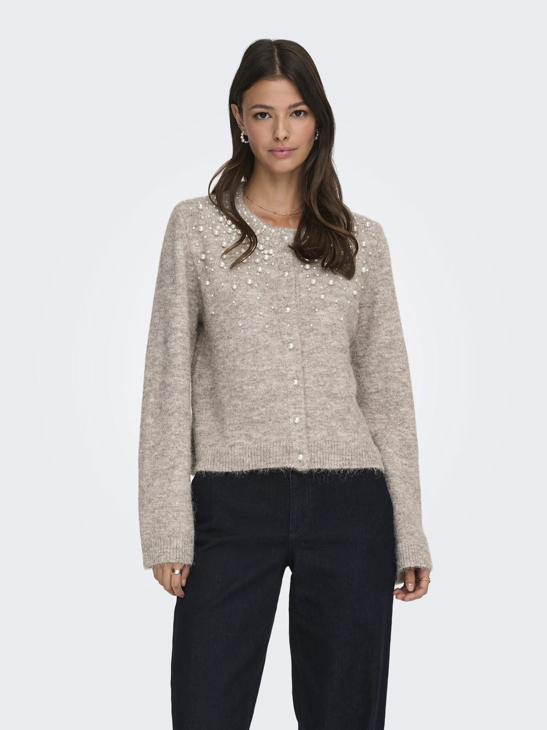 ONLMIGGIE LS O-NECK PEARL CARDI KNT NOOS