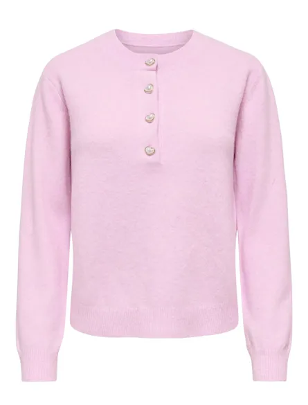 ONLMACEY LS ONECK HALF BUTTON KNT