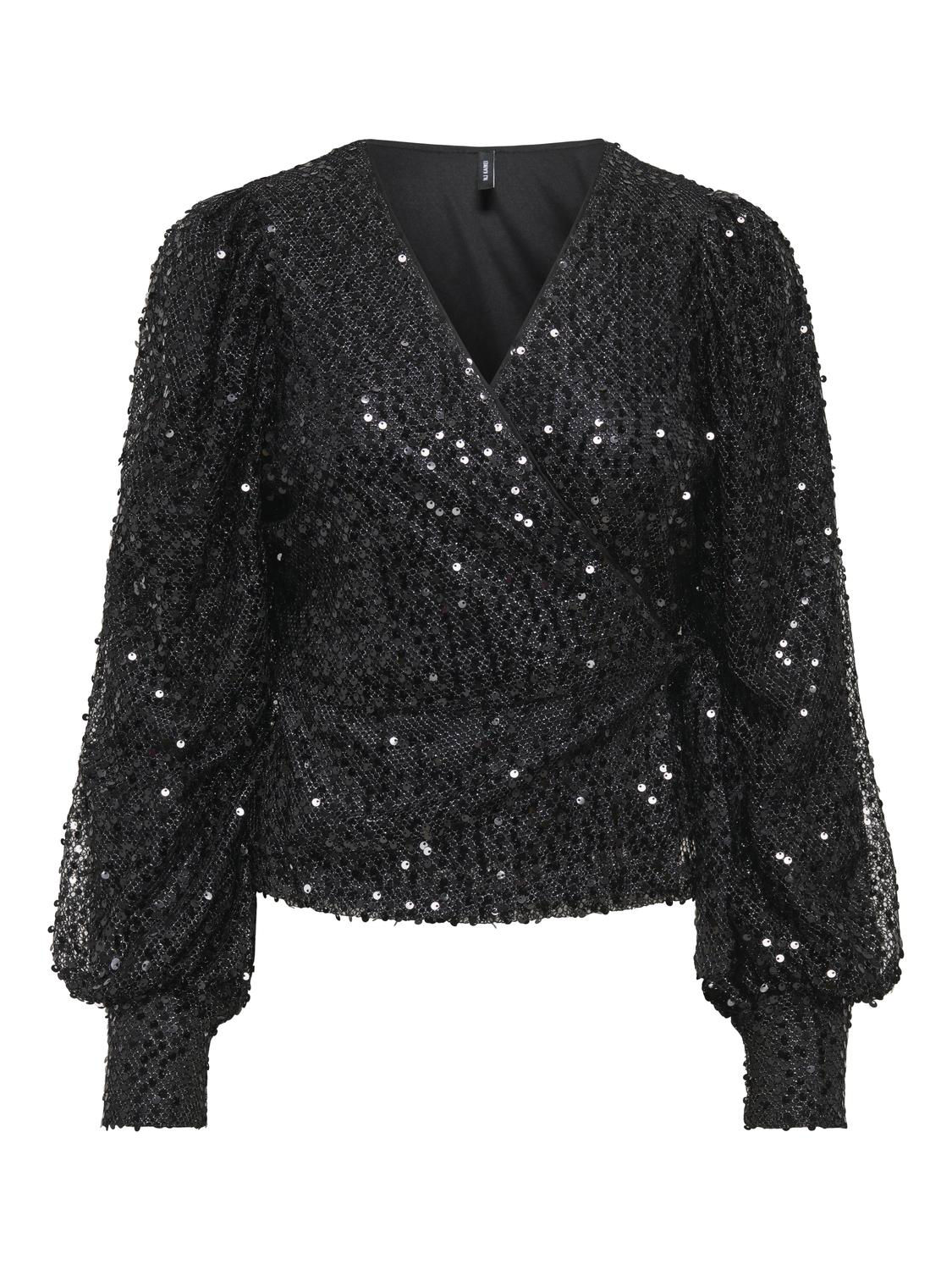 STUMELODY Top mit V-Ausschnitt und Glitzer-Detail