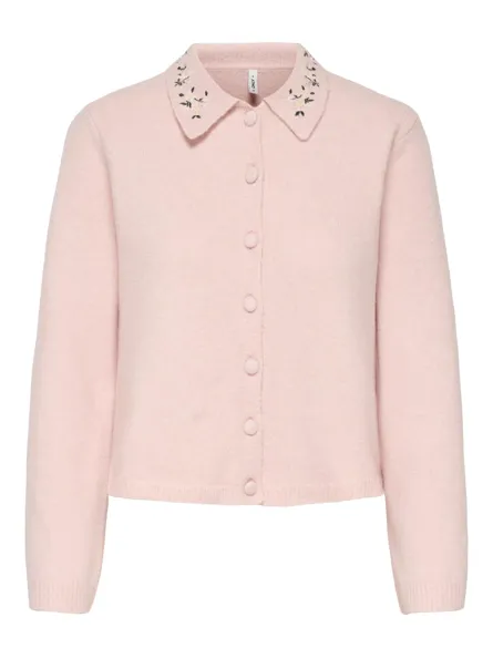 ONLSHERI LS EMB COLLAR CARDI EX KNT